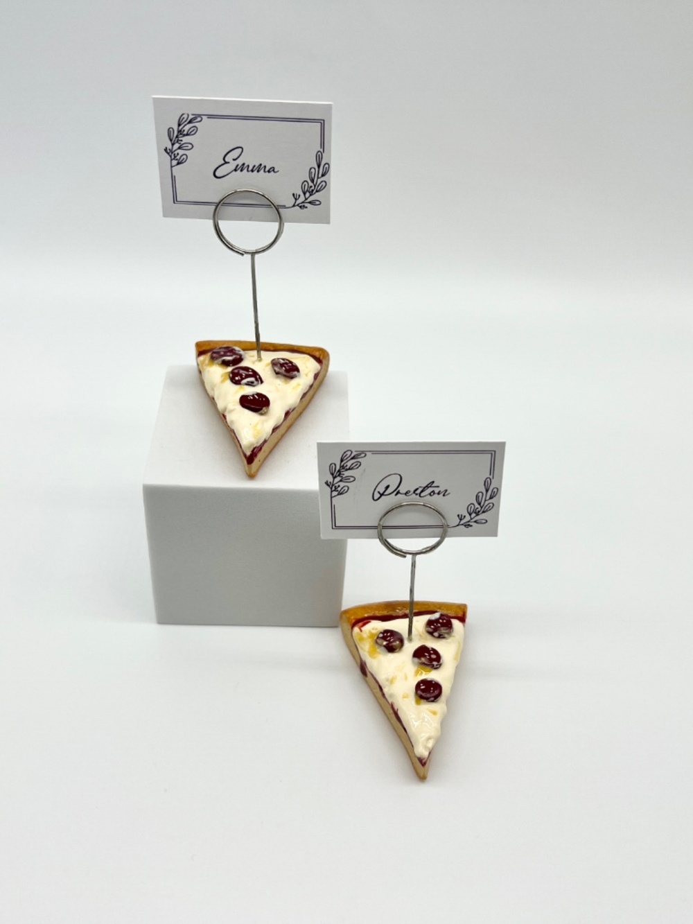 Pizza Place Card Holder or Photo Holder – Handmade Mini Pepperoni Slice - Picture 4 of 12